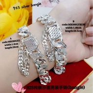 👉925 silver bangle for men  *Rantai tangan Perak sesuai untuk lelaki@925纯银沙面男装手链