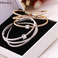 HENLI Cuff Charm Bridal bangle Romantic Delicate Rhinestone Crossed Bracelet Personality Simple Ethnic Bangle Women