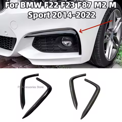 Pair Front Bumper Lip Splitter Side Spoiler For BMW F22 F23 F87 M2 M Sport 2014-2022 Fog Lamp Cover 