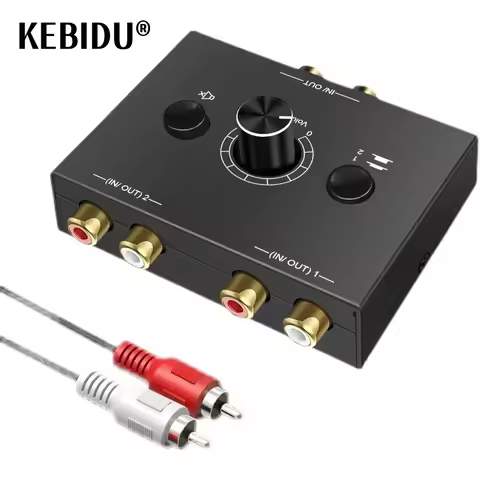 Audio Switcher Splitter Bi-Directional Audio Switcher With Mute Button 2x1 / 1x2 L / R RCA Stereo Au