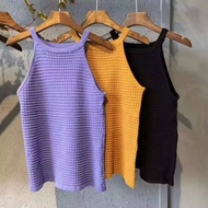 Women Fashion Halter Neck Vest Sleeveless Knit Tank Top