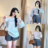 Emixclothes Smilechvai2646 striped off-the-shoulder long-sleeved shirt _p6k13