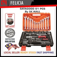 SATAGOOD 61pcs Combination Socket Wrench Set Ratchet Spanner Tools Set Box Set