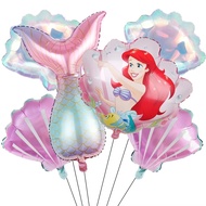6PCS Cartoon Shaped Theme Mermaid Aluminum Film Balloon Children's Birthday Party Birthday Scene Dec