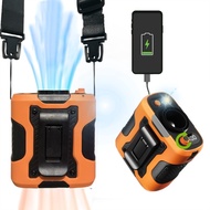 New 2025 Portable Rechargeable Waist Fan with 100 Speeds & LED Flashlight Hands-Free Wearable Belt F