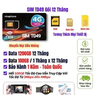 [ SIÊU SIM ] Sim 4G Vinaphone TD49 trọn gói 1 năm không nạp tiền tặng 100Gb 1 tháng x 12 tháng - BẢO