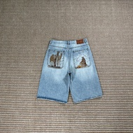 5Z9X Derschutze JortsBlue, New Style, Camel Embroidered Jeans, Cropped Pants.
