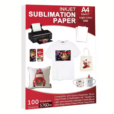 100 Sheets A4 Sublimation Paper Work with Sublimation Ink for Mugs T-Shirts Light Fabric and Other S