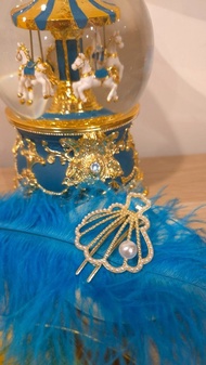 【真珠美人魚-貝殼珍珠髮夾】金色夢幻系列