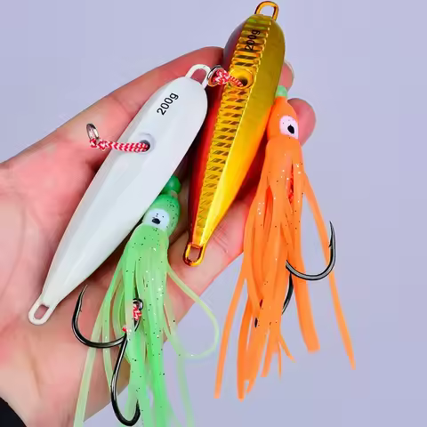 1Pcs Inchiku Jig Lures 40g-200g Slow Metal Jig Luminous Squid Hook Sinking Saltwater Spinning Fishin