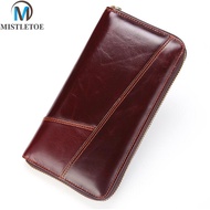 MISTLETOE Dompet Kulit Lelaki Fashion Zipper Wallet Original Leather Men Wallet Cowhide Leather Long Coin Purse for Men