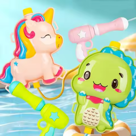 Children's Backpack 2000ml Water Gun Pull Type Large Capacity Storage Summer Funny Parent Interactiv