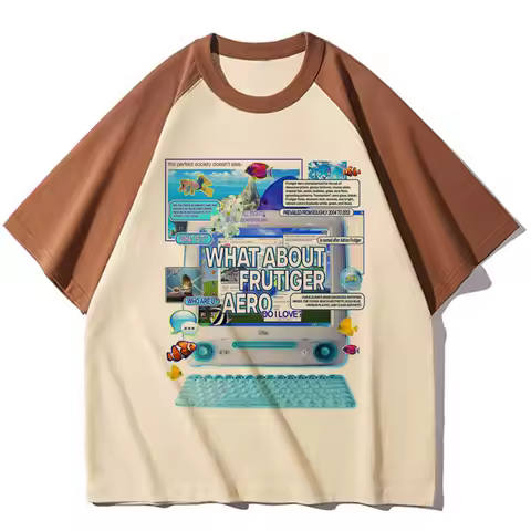 Frutiger Aero shirt teen Grunge Classic 80s Digital harajuku Vintage shirt 80s hip hop Digital kawai