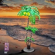 6FT Lighted Fake Palm Tree with 2 Trunks Artificial Palm Tree with LED Lights, for Home Decoration, Parties, Christmas, Nativity Scenes, and Outdoor Patios (6ft, LED plam Tree with 3 Trunks)