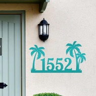 Personalized Tropical Palm Tree Metal Sign Beach House Address Coastal Customized Farmhouse Decor