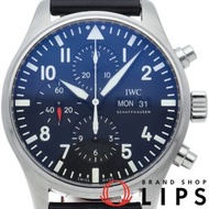 二手IWC飛行員計時腕錶 IW377709，不鏽鋼/皮革男錶，黑色，拋光，狀況極佳，附保固卡。