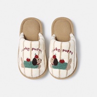 MARIO TW-5666 PUPPY WARM FUR SLIPPERS WITH SOLID STITCHED SOLES
