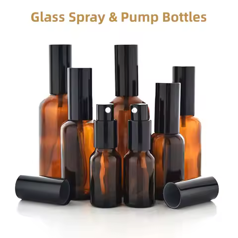 10/20/30Pcs 10ml 15ml 20ml 30ml 50ml 100ml Glass Spray Bottle Amber Brown Lotion Pump Bottle Travel 