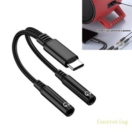 FUN USB C To Double 3 5mm Sound Cable Headphone Female Cord Car Auxiliary Cable Type C Cord Heavy Du