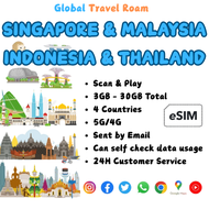 eSIM SINGAPORE MALAYSIA INDONESIA THAILAND Data eSIM Card【3GB-30GB】【4 Countries】【3days - 30days】✅del