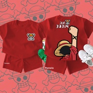 Pamelo.id Children's Suit Size 4-10 TH Luffy One Piece DB T-Shirt 3/4 Boys Girls Daily Shorts Big Ki