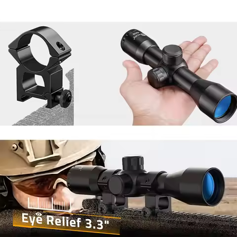 CVLIFE 4x32 Compact Rifle Scope 1 inch Tube Riflescope Optics Sight with 20mm Scope Mounts Rings for