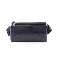 【二手】Gucci GUCCI 腰包/斜背包 GG Supreme 161833 黑色/灰色 PVC塗層帆布皮革 GG Supreme 腰包 男女通用