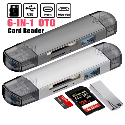 OTG Type C SD TF Card Reader 6 in 1 USB 3.0 Micro USB Flash Drive Adapter 5Gbps High Speed Transfer 