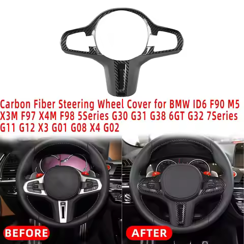 Carbon Fiber Steering Cover panel For BMW ID6 F90 M5 X3M F97 X4M F98 For 5/7 Series G30 G31 G38 6CT 