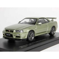 Nissan Skyline R34 Millennium Jade Car Model Size 1:43 Kyosho Brand