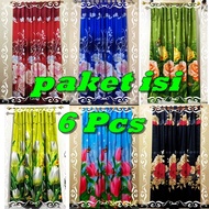 Pack of 6 Door Curtains Size 90 x 200