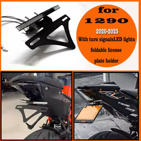 For Super DK1290 2020-2025 license plate Super DK1290 With turn signal LED light Foldable license pl