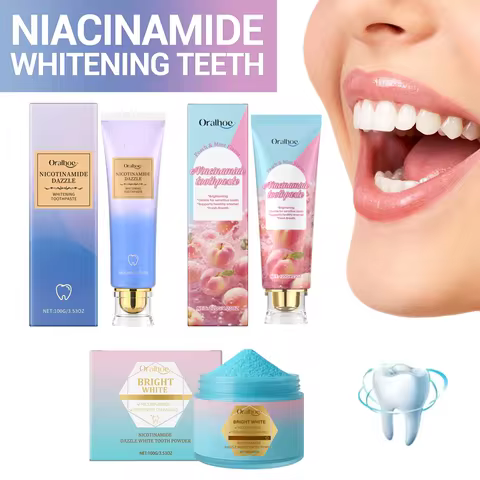 Nicotinamide Teeth Whitening Powder Cleaning Plaque Stain Remove Calculus Fresh Breath Oral Hygiene 
