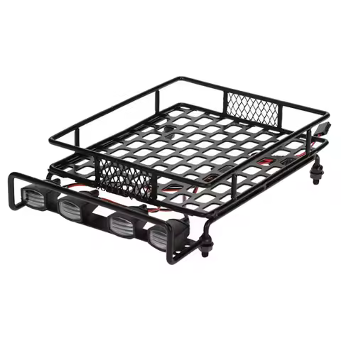 Roof Luggage Rack LED Light Bar for Wrangler Tamiya CC01 Axial SCX10 Aluminum Alloy Luggage Rack Car