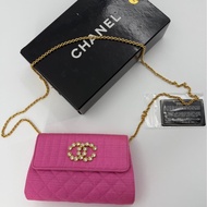 Chanel Vintage Quilted Canvas Rhinestone Pink Flap Bag
