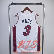 #3 Dwyane Wade Jersey Men's Jersey Fashion Breathable Quick-Drying T-Shirt White Red V-Neck Basketba