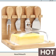 2-In-1 Butter Dish with Lid and Cheese Knifve Holder 4 Cheese Knives, Countertop Keeper touchtouch.