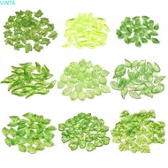 VINTA 30pcs Green Transparent Leaf Shape Beads, Leaf Shape Green Green Acrylic Leaf Beads, DIY Neckl