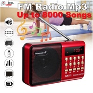 KK11 Mini Portable Radio player Handheld Digital FM Radio USB TF MP3 Music Player Speaker with Rechargeable battery