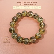 Jade Dan Tam - Green Rutilated Quartz Bracelet 12mm 5A - Wood Element & Fire Element