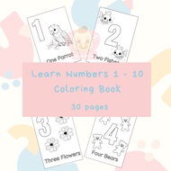 | E-Print | Learning Number 1 -10 Coloring Pages For Kids,30 Coloring Pages for Toddlers, Preschool 