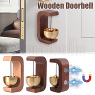 Japanese Style Wooden Doorbell - Doorbell Wind Bell - Entrance Opening Door Bell Reminder - Loud Door Bell Hanging Pendant - for Home Door Wall Decor - Magnetic Wireless Brass Bell