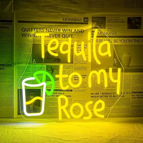 Tequila To My Rose Neon Sign Led Lights Bar Room Decoration For Home Bars Drinking Party Club Shop W