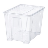 SAMLA 附蓋收納盒, 透明, 39x28x28 公分/22 公升