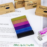 LUCKYSTOREGOODS 1000Pcs Staples per Pack 26/6 Standard Staples, 6 Colors Metal Colored Staples, Colo