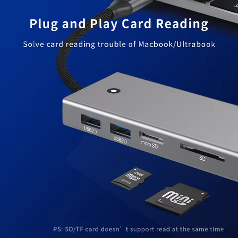 Blueendless m2 sata or m.2 NVMe SSD Enclosure with USB C hub Laptop Docking Station 4K 60Hz HDMI-Com