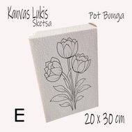 Kanvas Lukis Sketsa Bunga 20x30