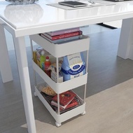 ST-🌊。Seasoning Rack with Pulley Toilet Mobile Kitchen Trolley Side Cabinet Storage Rental Narrow Side Shelf under Table