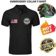 EMBROIDERY SULAM PERAHU KHAS SAND LOGO GGK SPECIAL FORCES & MALAYSIA FLAG BLACK COLLAR SHIRT