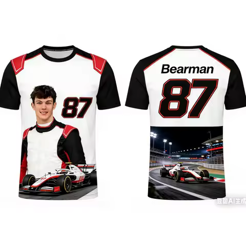 Oliver Bearman NO.87 AI-generated 2026 New Racing Style Short Sleeved T-shirt Extreme Sports Racing 